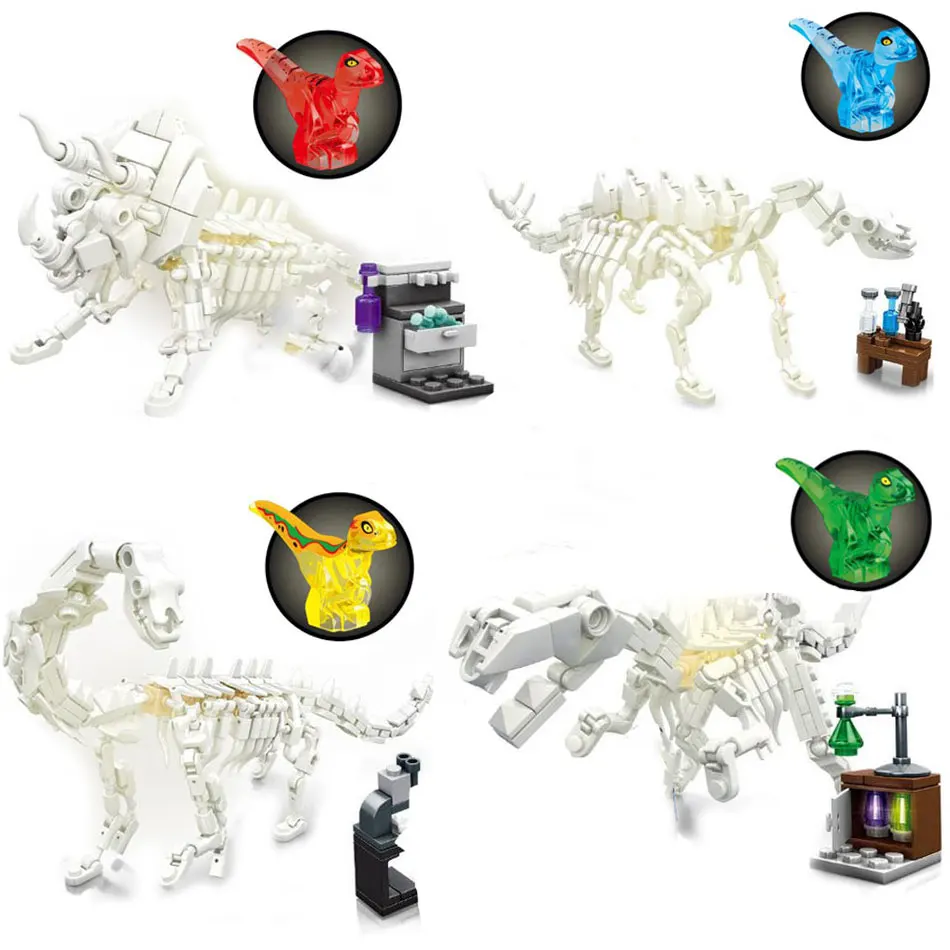 4pcs/lot Jurassic Dinosaur 3D T-rex Fossil Skeleton Building Blocks Dino Museum Animals Bricks 4 Figures Children Toys Set Gift
4pcs/lot Jurassic Dinosaur 3D T-rex Fossil Skeleton Building Blocks Dino Museum Animals Bricks 4 Figures Children Toys Set Gift