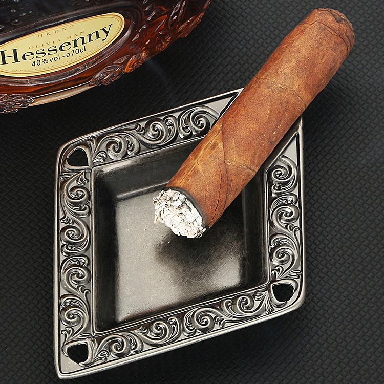 

GALINER Mini Metal Ashtray 1 Cigar Holder Portable Travel Ashtrays For Car Smoking Single Slot Cigar Ash Tray Home Using