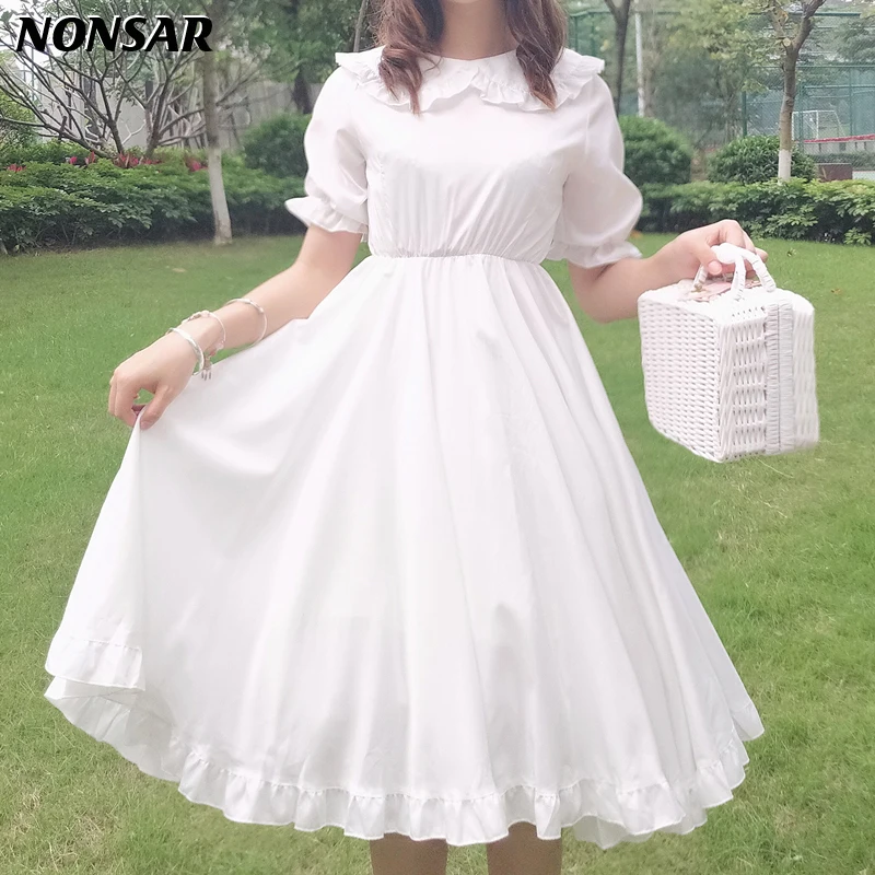 Женское платье NONSAR Lolita чистый белый угол с милой девушкой свободное однотонное красивое платье для свадебной вечеринки 
Женское платье NONSAR Lolita чистый белый угол с милой девушкой свободное однотонное красивое платье для свадебной вечеринки