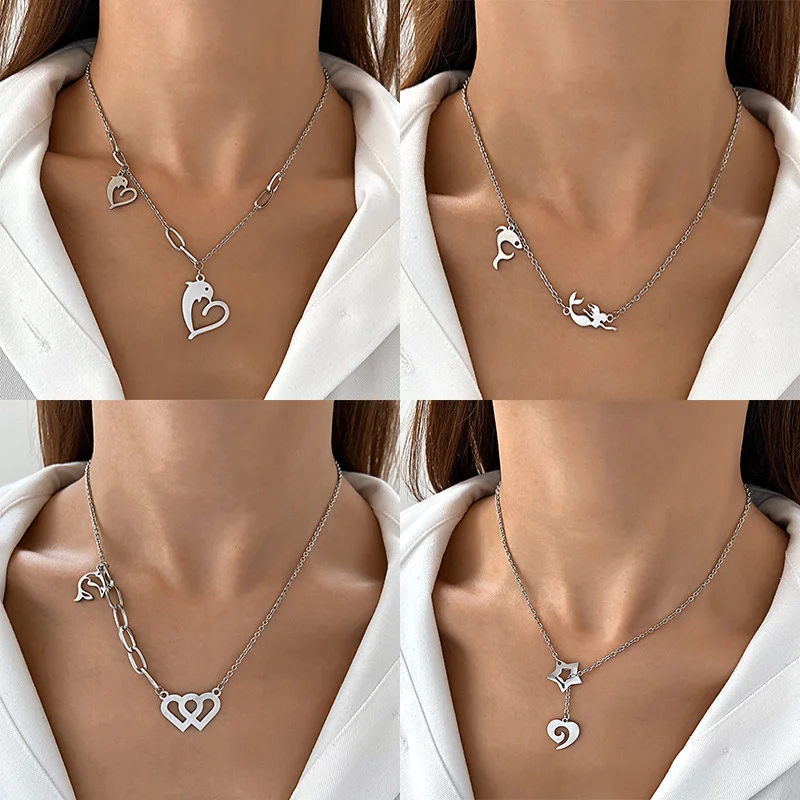 INS Fashion Punk Dolphin Love Pendant Necklace Feminine Hip Hop Stainless Steel Star Cross Collar Chain Jewelry Accessories Gift
INS Fashion Punk Dolphin Love Pendant Necklace Feminine Hip Hop Stainless Steel Star Cross Collar Chain Jewelry Accessories Gift