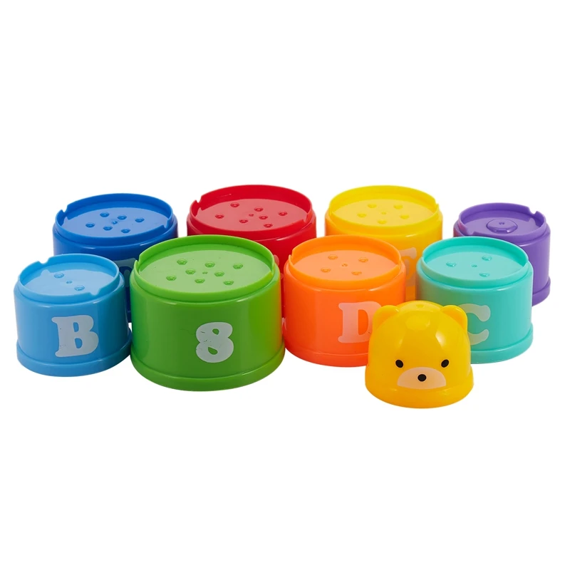 

9PCS Educational Baby Toys 6Month+ Figures Letters Foldind Stack Cup Tower Children Early Intelligence