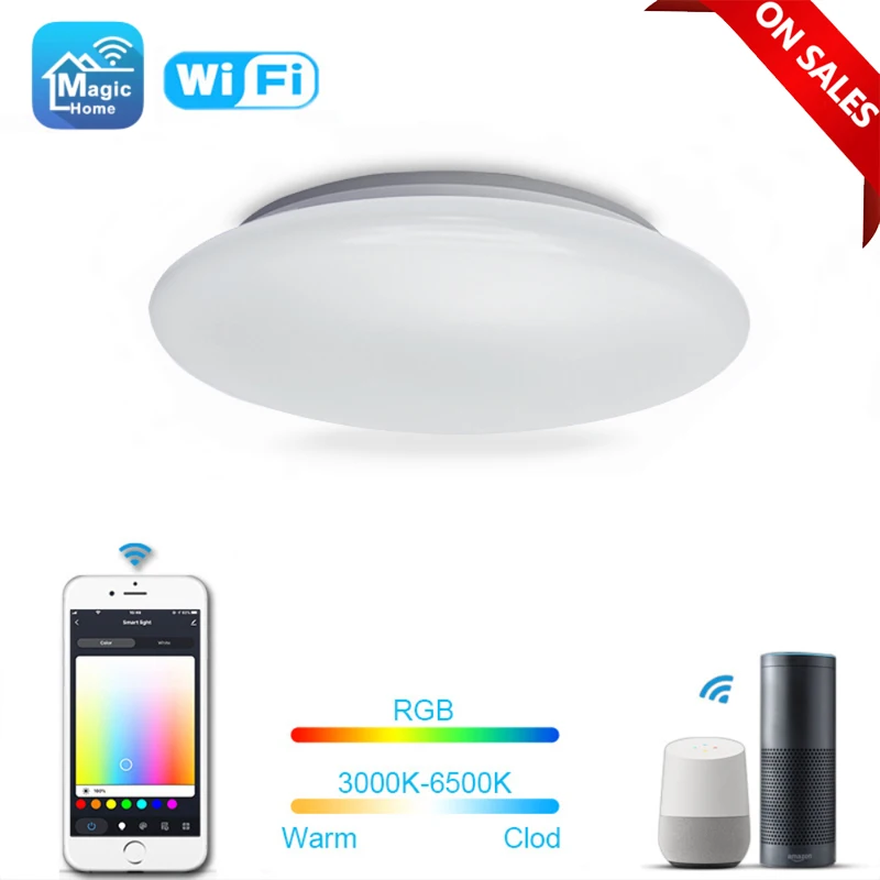 28W WiFi+BLE Modern RGB LED Ceiling Light Magic Home Pro APP Work With Alexa Google Home Smart Music Ceiling Lamp Remote Control
28W WiFi+BLE Modern RGB LED Ceiling Light Magic Home Pro APP Work With Alexa Google Home Smart Music Ceiling Lamp Remote Control