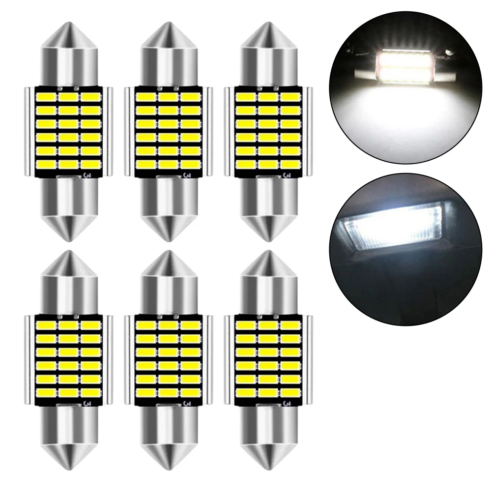 6Pcs 31MM DE3175 3014 LED Map/Dome Interior Light Bulbs 6000K White Lamps Aluminum Alloy + LED Lamp Beads 12V-24V
6Pcs 31MM DE3175 3014 LED Map/Dome Interior Light Bulbs 6000K White Lamps Aluminum Alloy + LED Lamp Beads 12V-24V