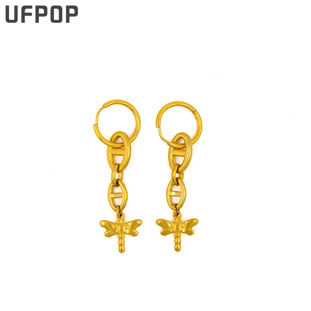 2022 New Pig Nose Dragonfly Charm Small Hoop Pendant Earrings Fashion Stainless Steel Gold Color Drop Earring For Women
2022 New Pig Nose Dragonfly Charm Small Hoop Pendant Earrings Fashion Stainless Steel Gold Color Drop Earring For Women