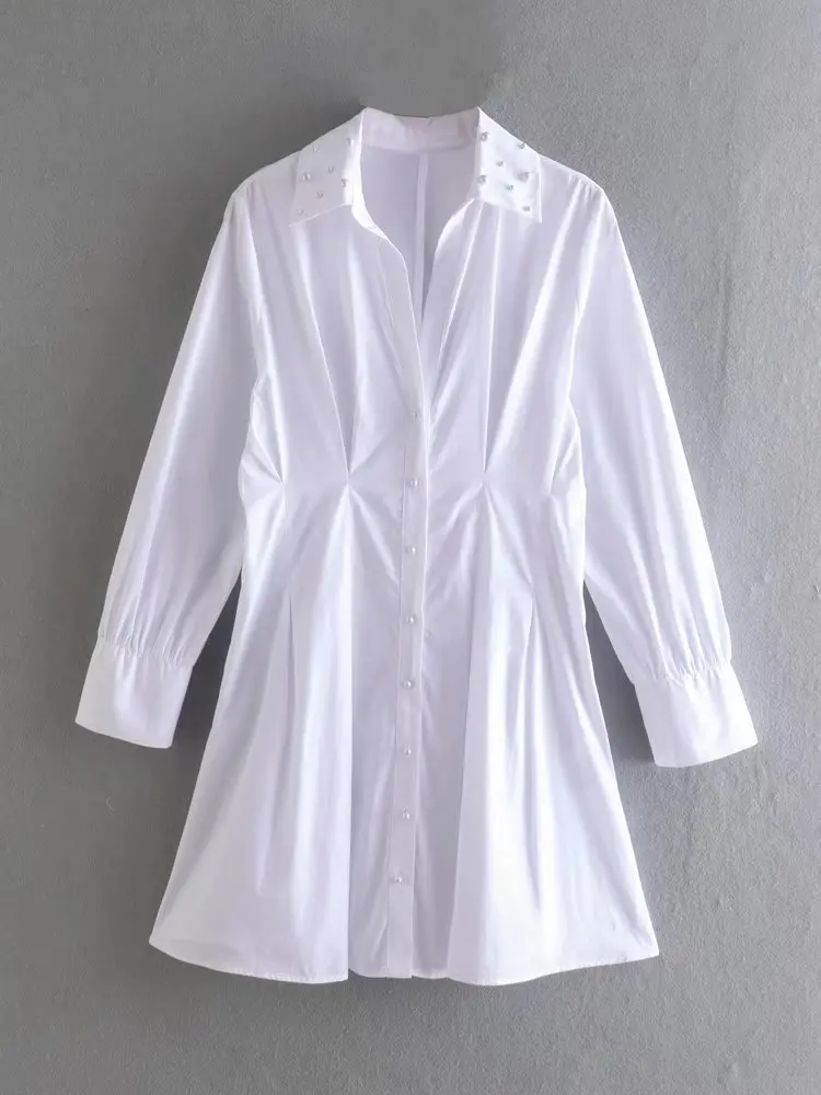 Women Elegant Beading Slim Dress 2022 Long Sleeve Single Breasted Slim White Shirt Dresses vestidos
Women Elegant Beading Slim Dress 2022 Long Sleeve Single Breasted Slim White Shirt Dresses vestidos