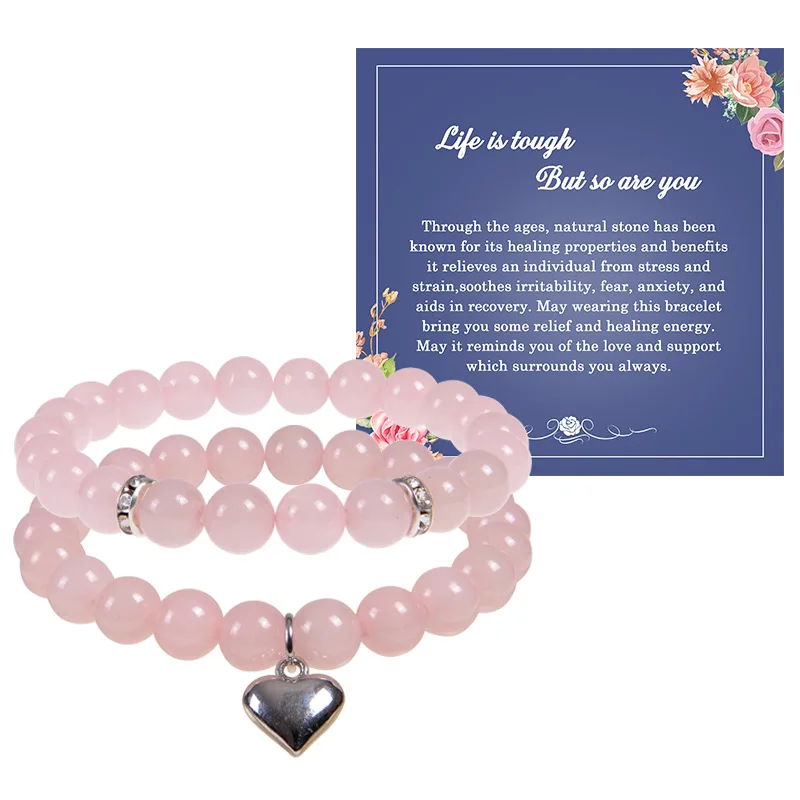 DAVINI 2Pcs Fashionable Natural Stone Powder Crystal Agate Beaded Bracelet Women's Inspirational Card Hand Accessories Set
DAVINI 2Pcs Fashionable Natural Stone Powder Crystal Agate Beaded Bracelet Women's Inspirational Card Hand Accessories Set