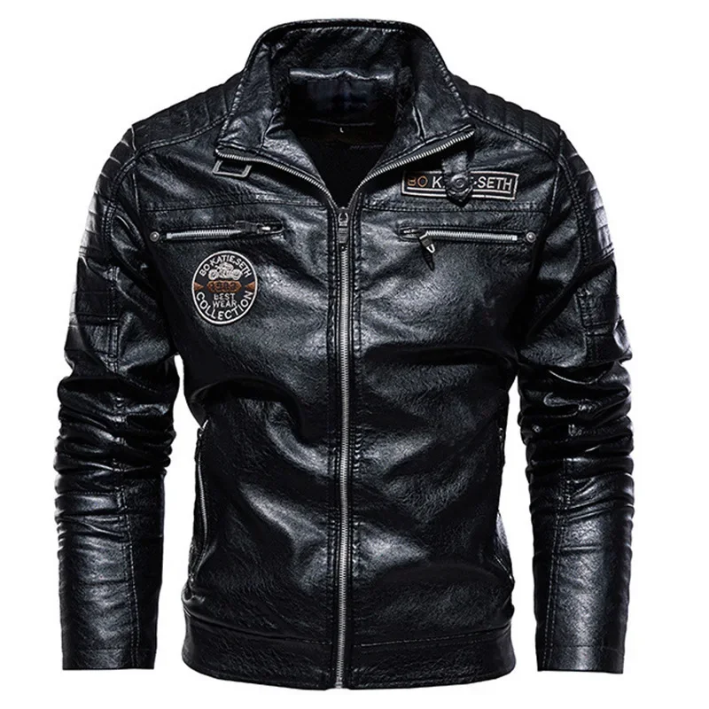 

Leather Jacket Men Winter Fleece Motorcycle PU Leahter Jacket Male Stand Collar Casual Windbreaker Ropa De Hombre Slim Coat 7XL