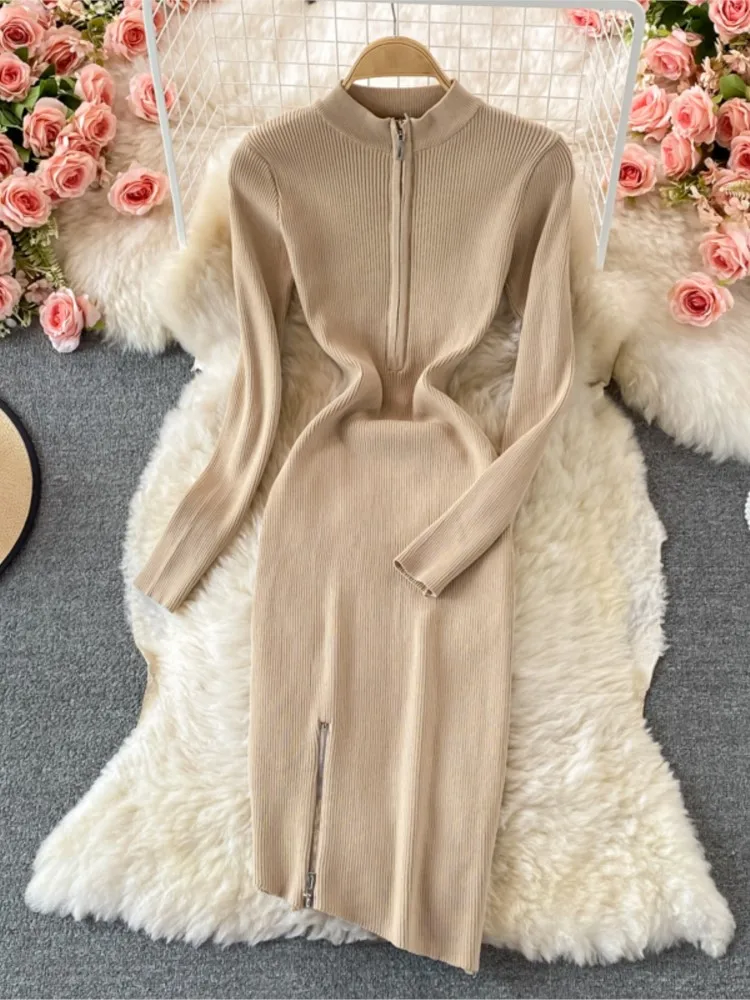 Fashion New Women Elegant Bodycon Slim Midi Dress Long Sleeve Knitted Sweater Vestidos Female Chic Solid Vintage Robe Mujers
Fashion New Women Elegant Bodycon Slim Midi Dress Long Sleeve Knitted Sweater Vestidos Female Chic Solid Vintage Robe Mujers