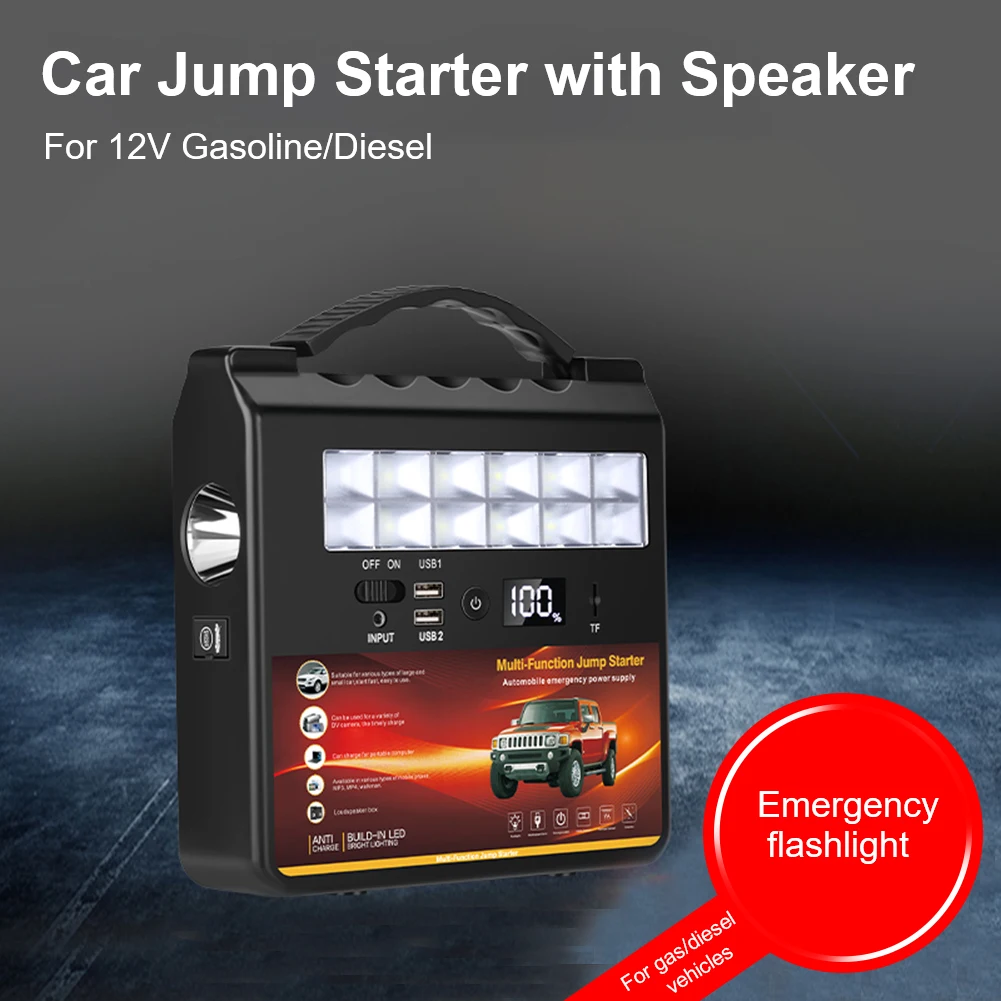 12V Car Jump Starter Portable Power Bank with Bluetooth-Compatible Speaker Emergency Flashlight Car Emergency Battery Booster
12V Car Jump Starter Portable Power Bank with Bluetooth-Compatible Speaker Emergency Flashlight Car Emergency Battery Booster