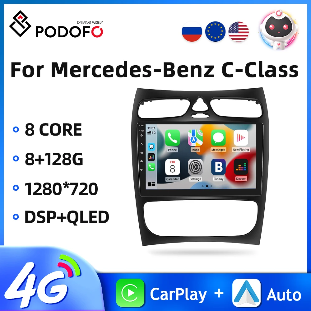 Podofo 2Din Android Car Radio For Mercedes-Benz C-Class/CLK 2002-2004 9'' Car Multimedia Player GPS 4G WIFI Carplay Auto Radio
Podofo 2Din Android Car Radio For Mercedes-Benz C-Class/CLK 2002-2004 9'' Car Multimedia Player GPS 4G WIFI Carplay Auto Radio