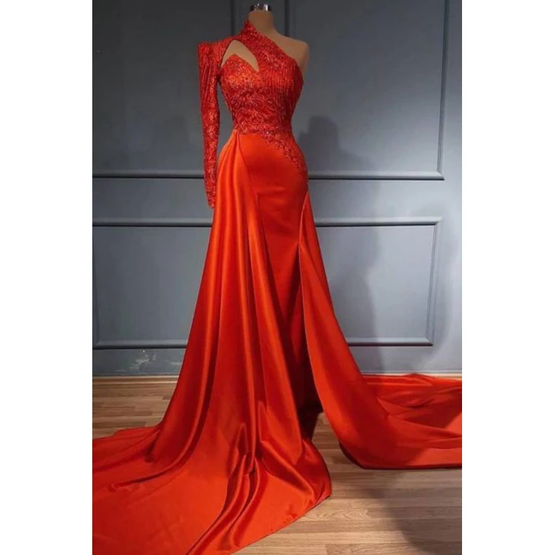Formal Elegant Mermaid Prom Dresses One Shoulder Long Sleeve Appliques Sweep Train Women Long Evening Pageant Gowns Custom Made
Formal Elegant Mermaid Prom Dresses One Shoulder Long Sleeve Appliques Sweep Train Women Long Evening Pageant Gowns Custom Made