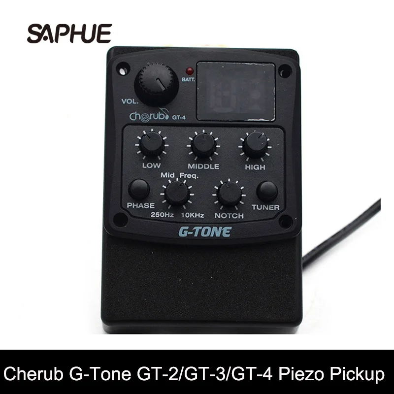 Cherub G-Tone Series Acoustic Guitar Preamp GT-2/GT-3/GT-4 Piezo Pickup 3-Band EQ Equalizer LED Tuner Black
Cherub G-Tone Series Acoustic Guitar Preamp GT-2/GT-3/GT-4 Piezo Pickup 3-Band EQ Equalizer LED Tuner Black
