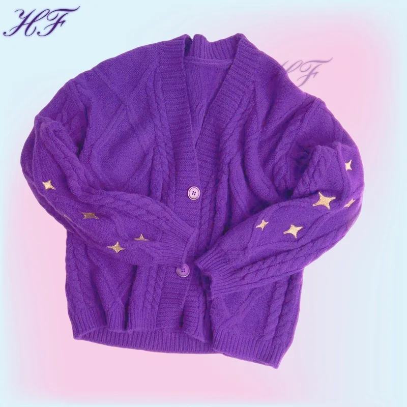2023 Speak Style Now Purple Cardigan Women Winter Tay Star Embroidered Cardigan Lor Knitted Sweater Autumn Swif T Y2K Cardigan 
2023 Speak Style Now Purple Cardigan Women Winter Tay Star Embroidered Cardigan Lor Knitted Sweater Autumn Swif T Y2K Cardigan