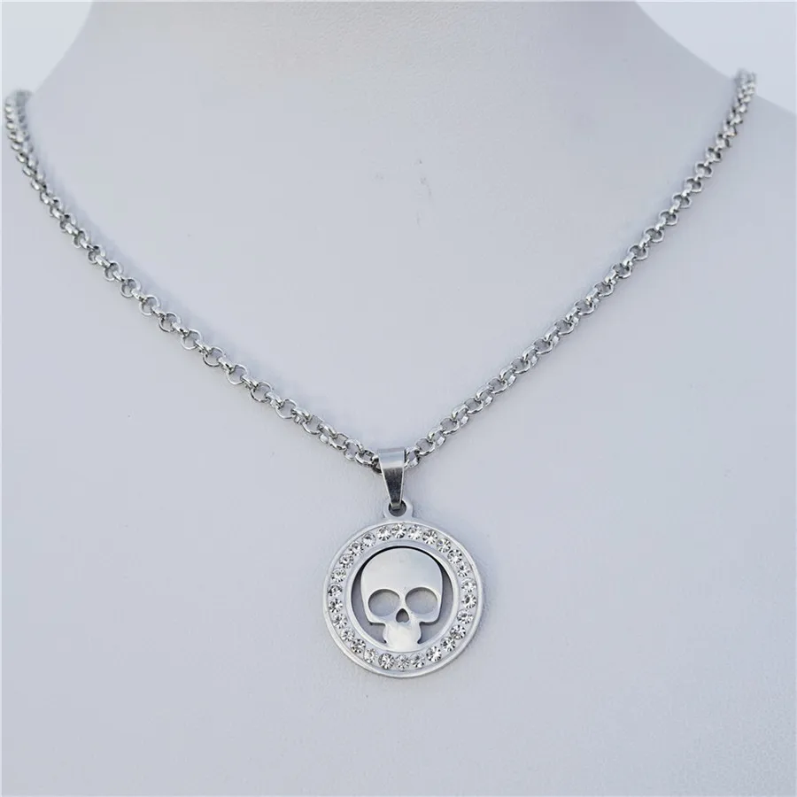 Big Eyes Skeleton Necklace Rhinestone Stainless Steel Clay Pave Skull Pendant Necklaces With O-chain Ladies Jewelry Gift
Big Eyes Skeleton Necklace Rhinestone Stainless Steel Clay Pave Skull Pendant Necklaces With O-chain Ladies Jewelry Gift