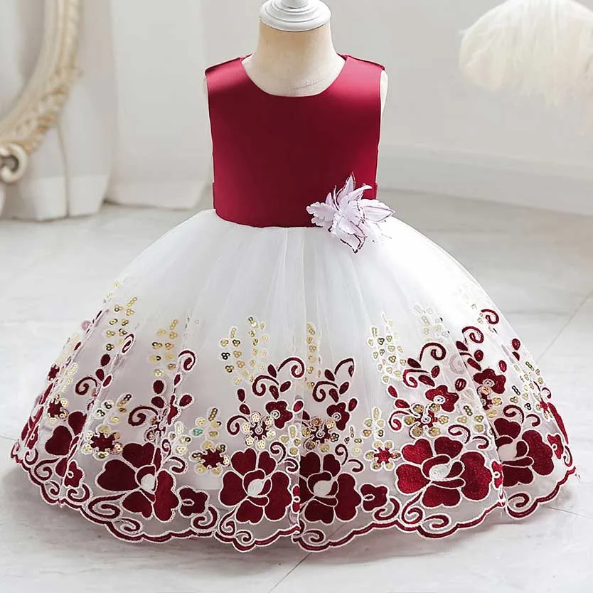 

Newborn Infant Baby Birthday Girls Sleeveless Tutu First Lace Flower Communion Dress for Girls Bebe Toddler Child Princess Dress