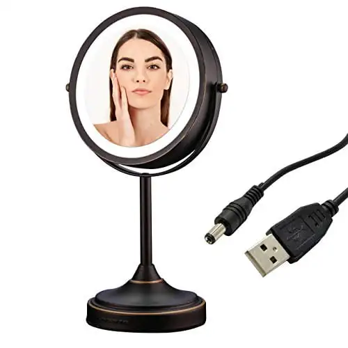 LED Lighted Tabletop Cosmetic Mirror, 7 Inch, Dual-Sided 1x/7x Magnification, Rechargeable & Wireless, Antique Bronze (MCTR70ABZ
LED Lighted Tabletop Cosmetic Mirror, 7 Inch, Dual-Sided 1x/7x Magnification, Rechargeable & Wireless, Antique Bronze (MCTR70ABZ