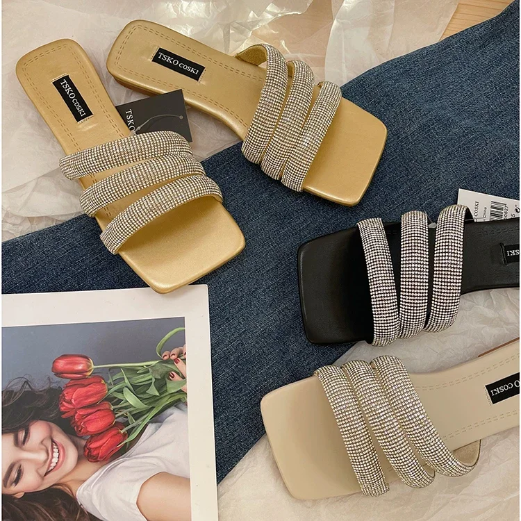 2023 Fashion Rhinestones Summer Slippers Women Crystal Flat Beach Shoes Women Brand Runway Mules Shoes Women Sandals
2023 Fashion Rhinestones Summer Slippers Women Crystal Flat Beach Shoes Women Brand Runway Mules Shoes Women Sandals