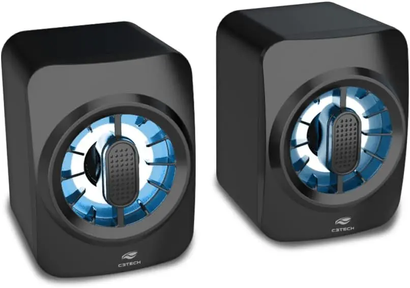 

2023 new Caixa de som SP-L50BK Preto - Sistema de Áudio 2.0 Conexão Áudio P2 3 5mm Alimentação via USB iluminação em LED
