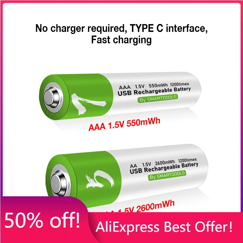 Original AA AAA USB Rechargeable Batteries 1.5V 2600mWh Li-ion Battery For Remote Control Mouse Electric Toy Battery
Original AA AAA USB Rechargeable Batteries 1.5V 2600mWh Li-ion Battery For Remote Control Mouse Electric Toy Battery