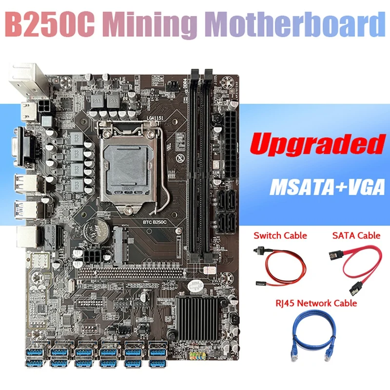 Материнская плата B250C ETH Miner + кабель SATA + кабель коммутатора + сетевой кабель RJ45 LGA1151 DDR4 12xpcie на USB3.0 слот GPU
Материнская плата B250C ETH Miner + кабель SATA + кабель коммутатора + сетевой кабель RJ45 LGA1151 DDR4 12xpcie на USB3.0 слот GPU
