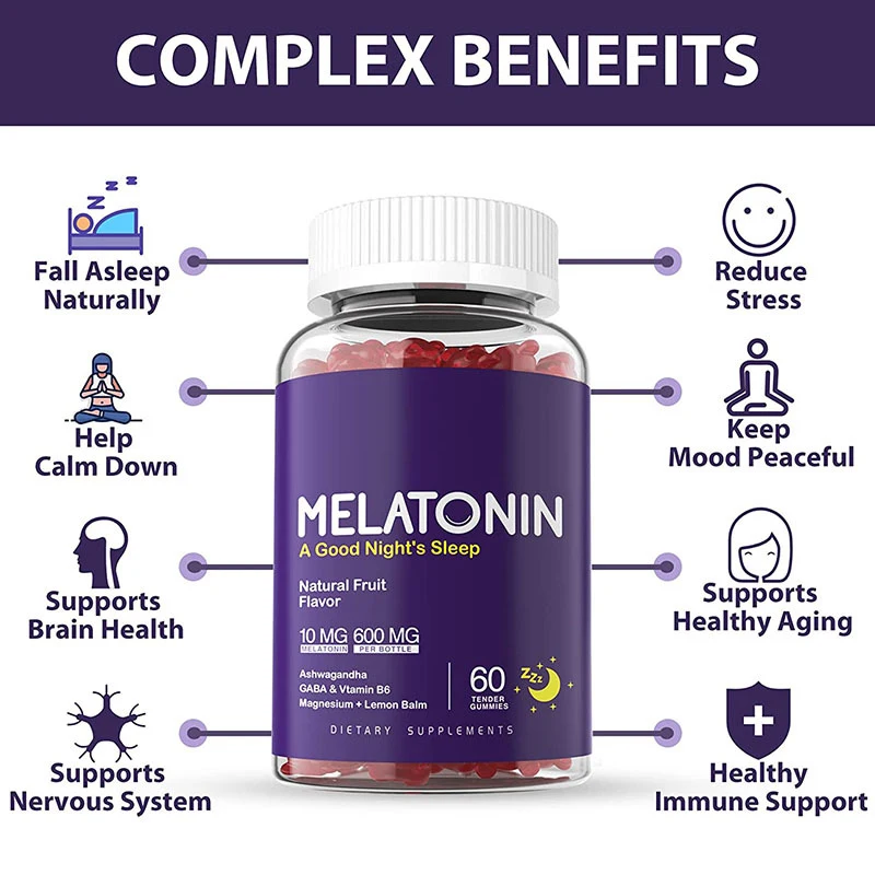 1 Bottle Melatonin Gummies Fall Asleep Naturally Supports Brain Health Reduce Stress Help Calm Down
1 Bottle Melatonin Gummies Fall Asleep Naturally Supports Brain Health Reduce Stress Help Calm Down