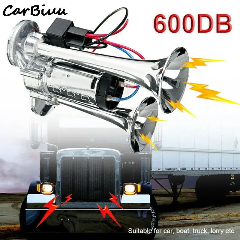 600DB 12V Dual Trumpets Super Loud Electric Solenoid Valve Car Electric Air Horn Speaker For Vehicle Car SUV Truck Lorry RV Boat
600DB 12V Dual Trumpets Super Loud Electric Solenoid Valve Car Electric Air Horn Speaker For Vehicle Car SUV Truck Lorry RV Boat