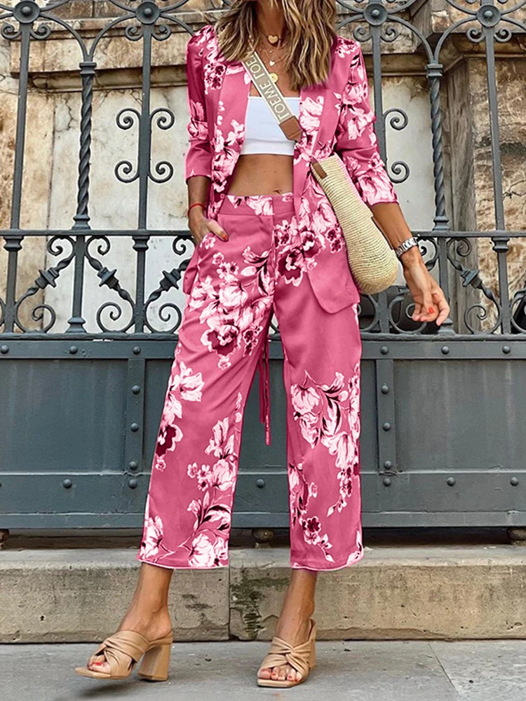 Women's trouser suit Cross V-Neck Long Sleeve Wiped Kimono Jackets+Printed Wide Leg Trousers of Two Piece Set Suits of Women
Women's trouser suit Cross V-Neck Long Sleeve Wiped Kimono Jackets+Printed Wide Leg Trousers of Two Piece Set Suits of Women