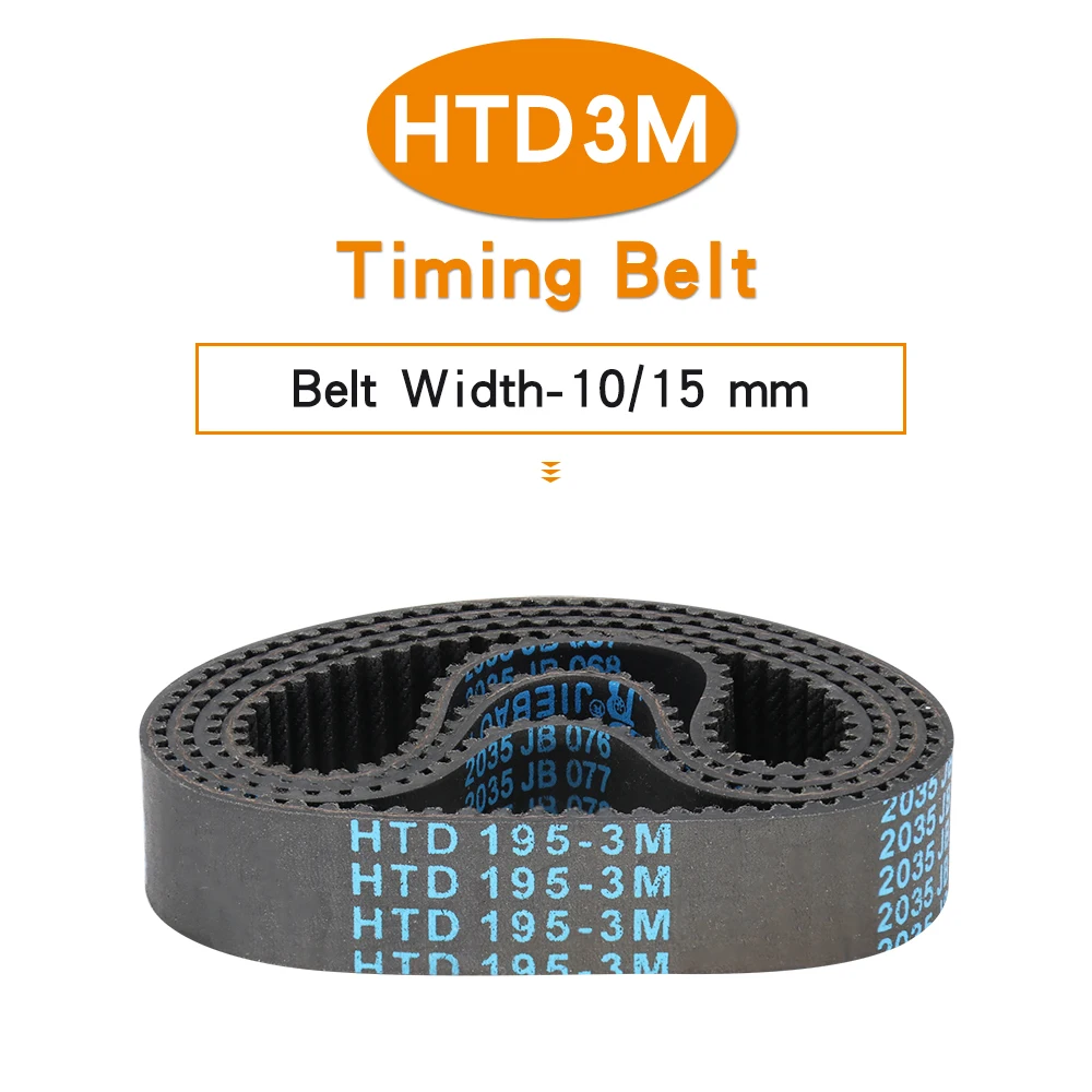 

Timing Belt HTD3M-174/177/180/183/186/189/192/195/198/201/204 Closed Loop Synchronous Belt Width 10/15 mm For 3M Alloy Pulley