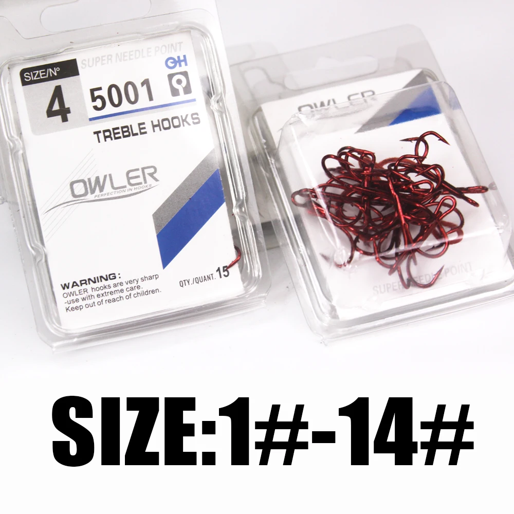 5001 15pcs/box Red Treble Hooks Size 1/2/4/6/8/10/12/14# Carbon Steel Barbed Fishhooks Super Sharp Triple Hooks Sea
5001 15pcs/box Red Treble Hooks Size 1/2/4/6/8/10/12/14# Carbon Steel Barbed Fishhooks Super Sharp Triple Hooks Sea