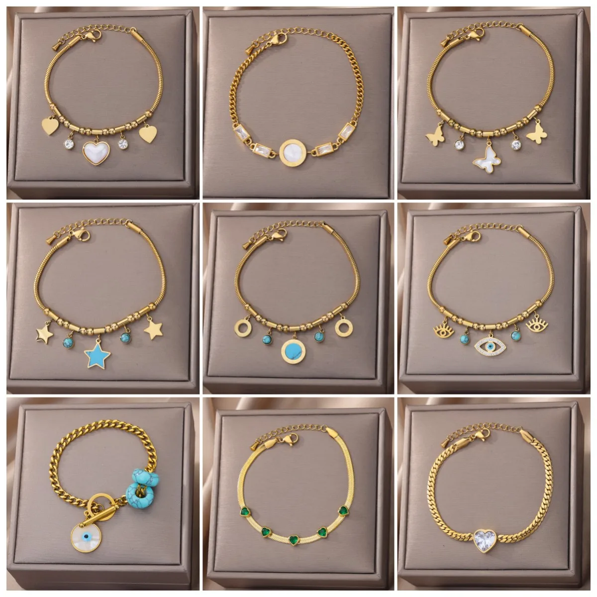 316L Stainless Steel Vintage Star Blue Eyes Pendant Charm Bracelet For Women Jewelry Party Gifts 
316L Stainless Steel Vintage Star Blue Eyes Pendant Charm Bracelet For Women Jewelry Party Gifts