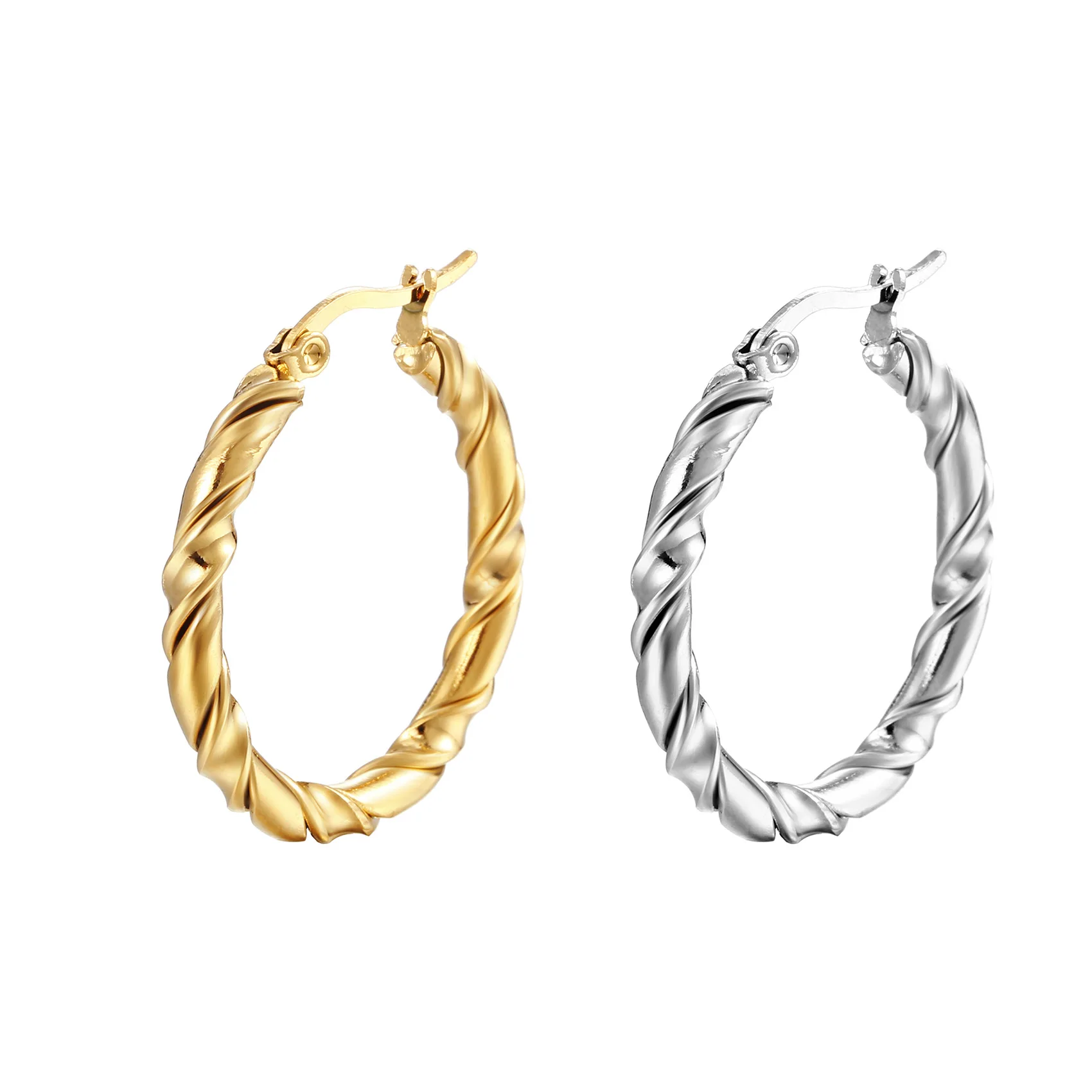Fashion Twisted Earrings Round Stainless Steel Women's Ear Clip Trendy Simple Titanium Steel Earrings for Women
Fashion Twisted Earrings Round Stainless Steel Women's Ear Clip Trendy Simple Titanium Steel Earrings for Women