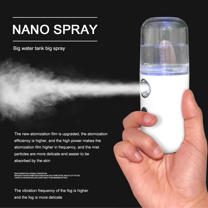 

30ML Mini Facial Steamer Nano Mister Facial Sprayer USB Nebulizer Humidifier Moisturizing Hydrating Women Beauty Skin Care Tool