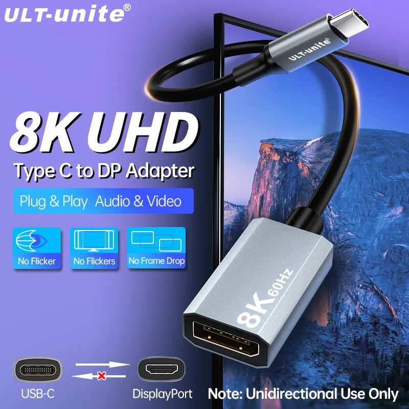 Type C to DP Adapter 8K USB C Male Source to Displayport Extender Cord 4K 144Hz DP 1.4 Extension Cable for Phone Laptop Tablet
Type C to DP Adapter 8K USB C Male Source to Displayport Extender Cord 4K 144Hz DP 1.4 Extension Cable for Phone Laptop Tablet