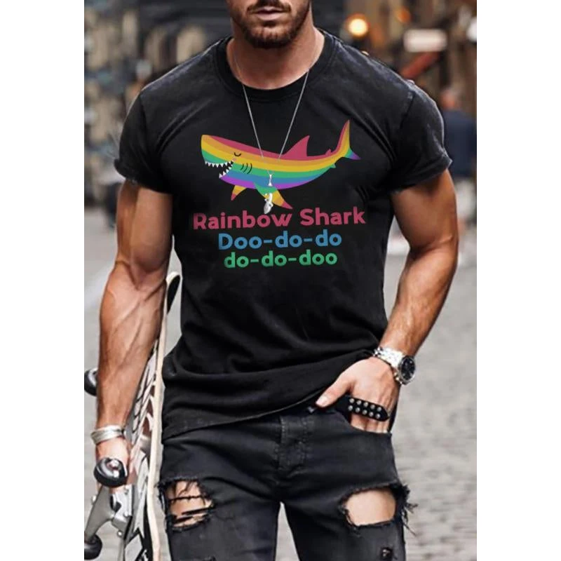 Badassdude Rainbow Shark Printing Men's Casual Fashion T-shirt 
Badassdude Rainbow Shark Printing Men's Casual Fashion T-shirt