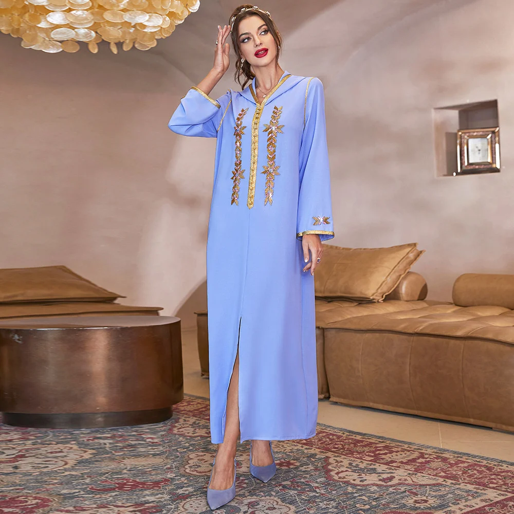 Jellaba Abaya For Women Fashion Hooded Dress Hand Sewn Drill Gold Gown Large Women's Dress Muslin Dubai Islamic Female Dress
Jellaba Abaya For Women Fashion Hooded Dress Hand Sewn Drill Gold Gown Large Women's Dress Muslin Dubai Islamic Female Dress