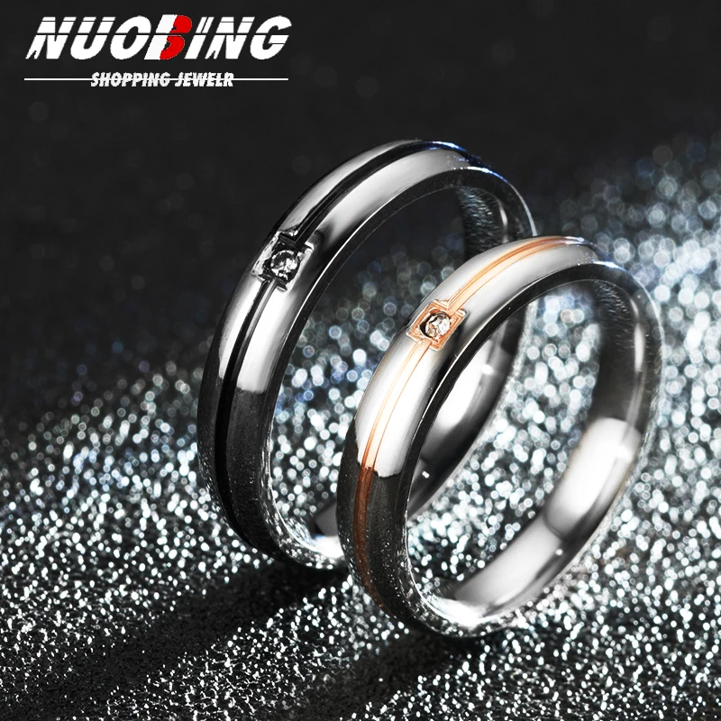

4MM Fashion Simple High Quality Diamond 316L Stainless Steel Men's and Women's Wedding Ring Charm Jewelry Promise Love Gift