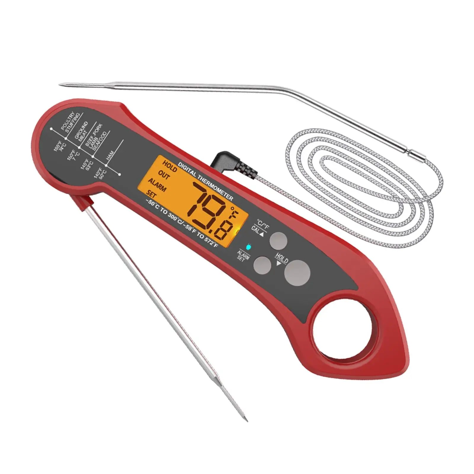 Food Thermometer, with Dual Probe Waterproof Fast Reading -50°C to 300°C Grill Thermometer for Oven Kitchen Kitchen Frying BBQ
Food Thermometer, with Dual Probe Waterproof Fast Reading -50°C to 300°C Grill Thermometer for Oven Kitchen Kitchen Frying BBQ