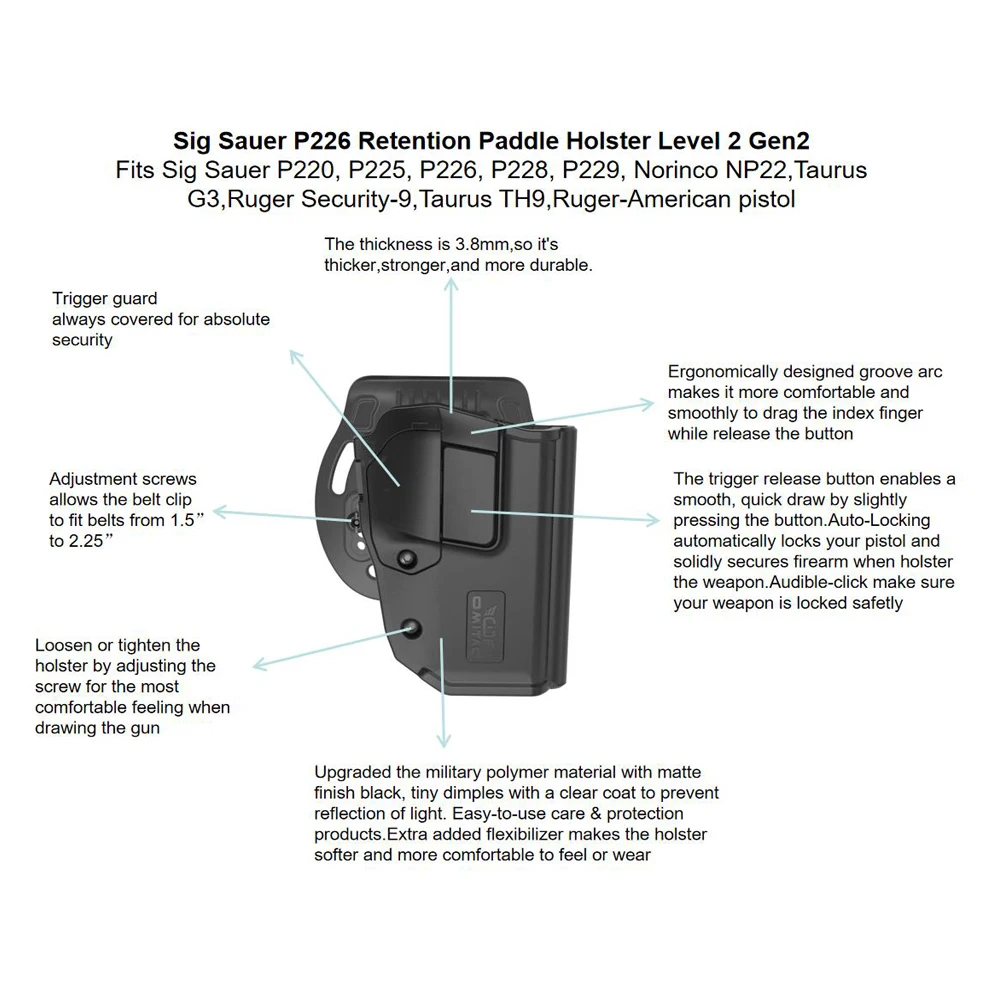 Кобура для пистолета Sig P226 Sig P228, тактическая кобура Taurus G3 th9, кобура для правой руки с замком anto
Кобура для пистолета Sig P226 Sig P228, тактическая кобура Taurus G3 th9, кобура для правой руки с замком anto