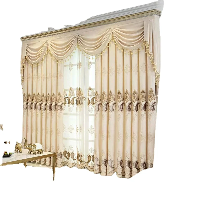 Embroidery Blackout Curtains with Attractive Valance Living Room European Luxury Sheer Curtain Fabrics
Embroidery Blackout Curtains with Attractive Valance Living Room European Luxury Sheer Curtain Fabrics