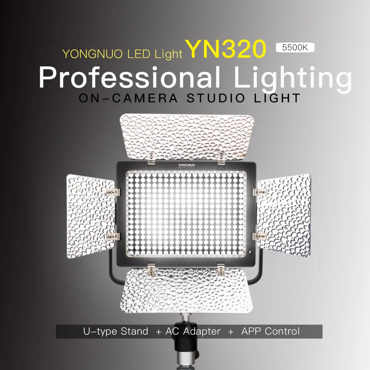 YONGNUO YN320 Professional on-camera LED Video Light APP Control 5500K with U-type Bracket Stand For Canon Nikon Sony DSLR
YONGNUO YN320 Professional on-camera LED Video Light APP Control 5500K with U-type Bracket Stand For Canon Nikon Sony DSLR