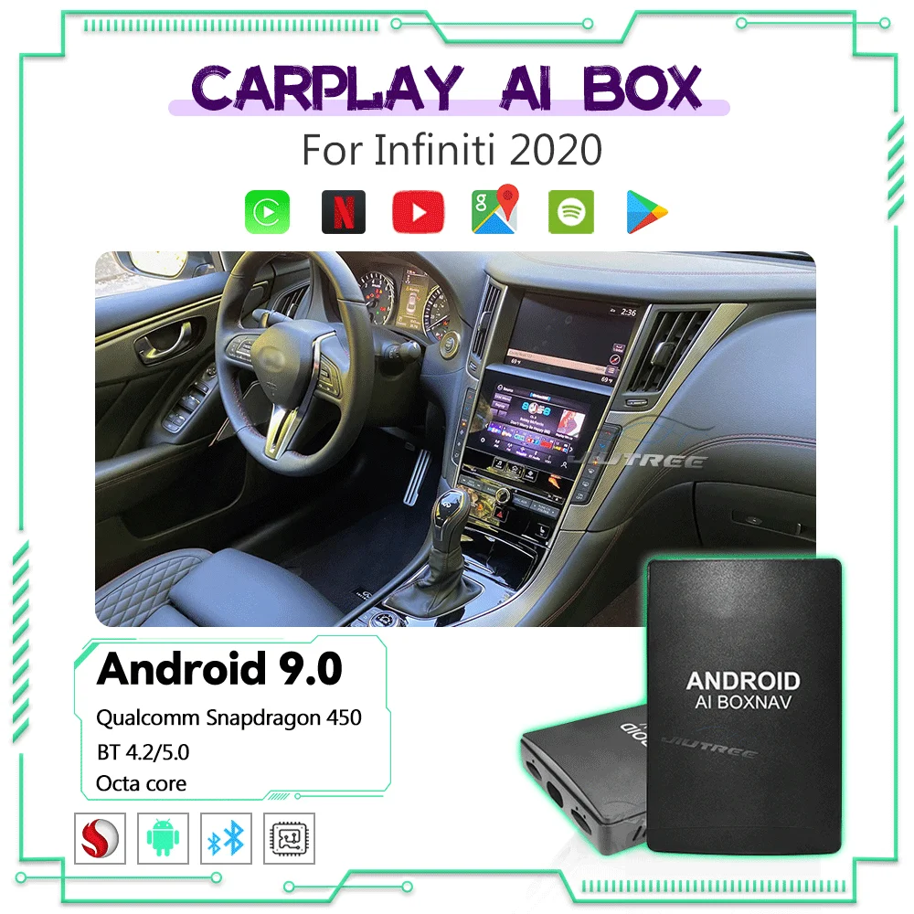 Android Carplay Ai Box For Infiniti Q50 Q60 QX50 QX80 Car Radio Player Smart Adpater Box Wireless Mirror link Netflix Yotube
Android Carplay Ai Box For Infiniti Q50 Q60 QX50 QX80 Car Radio Player Smart Adpater Box Wireless Mirror link Netflix Yotube