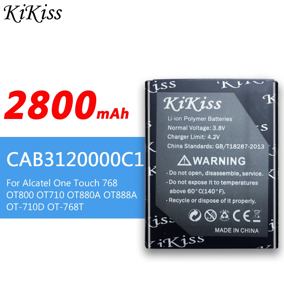 Аккумулятор KiKiss 2800 мАч для Alcatel OneTouch One Touch 768 OT800 OT710 OT880A OT888A OT-710D CAB3120000C1 CAB23A0000C1
Аккумулятор KiKiss 2800 мАч для Alcatel OneTouch One Touch 768 OT800 OT710 OT880A OT888A OT-710D CAB3120000C1 CAB23A0000C1
