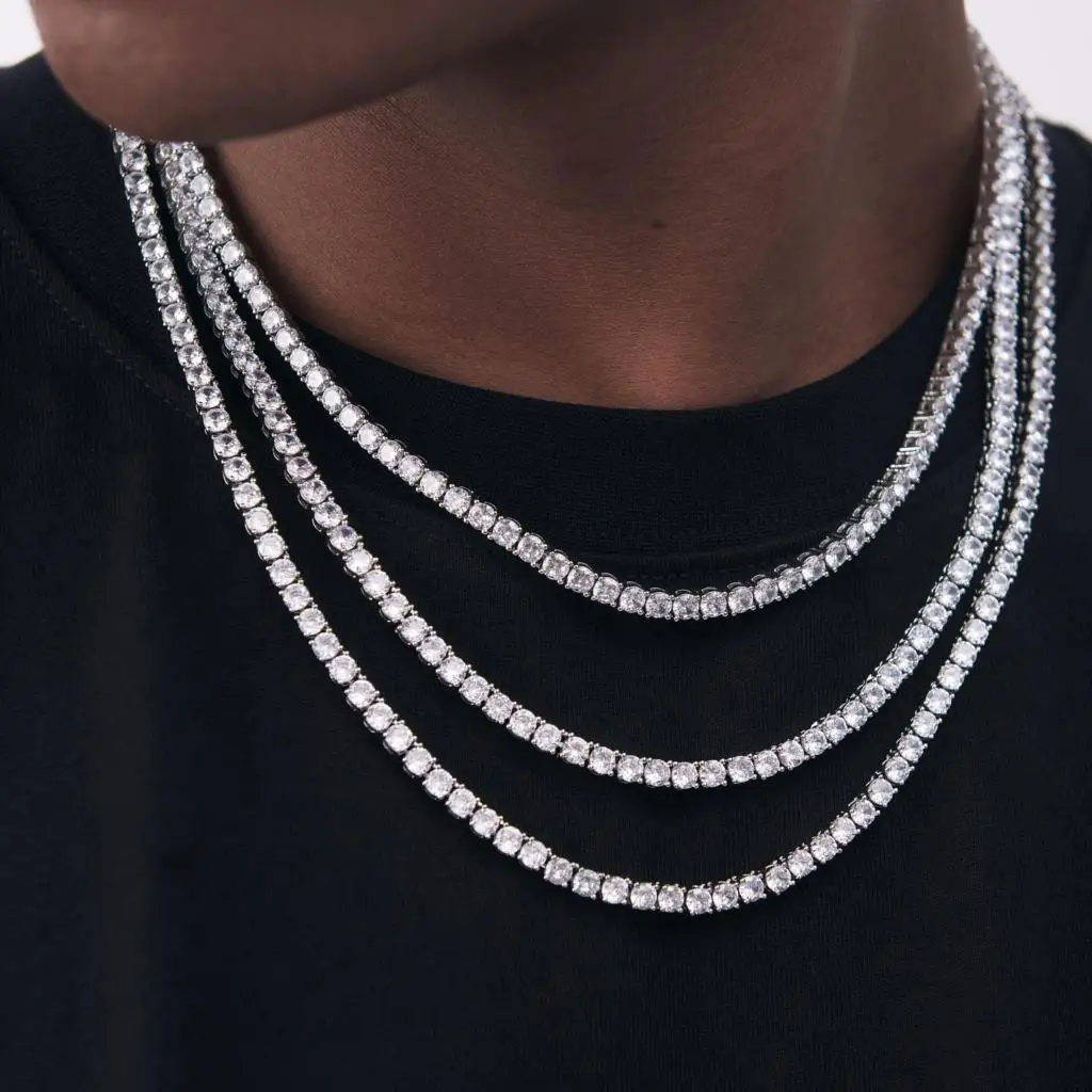 

Ожерелье-чокер N117 для мужчин и женщин, теннисная цепь в стиле панк, со сверкающими кристаллами, в стиле хип-хоп, роскошная Ширина 3/4/5/6 мм, ювелирное изделие