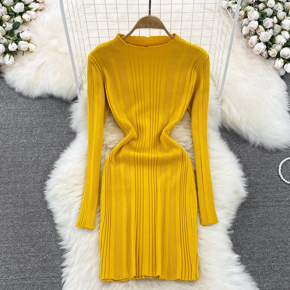 Elegant Solid Stand Collar Knit Dress 2022 Autumn Stretch Bottoming Bodycon Dress Women's Clothing Casual Pullover Vestidos
Elegant Solid Stand Collar Knit Dress 2022 Autumn Stretch Bottoming Bodycon Dress Women's Clothing Casual Pullover Vestidos
