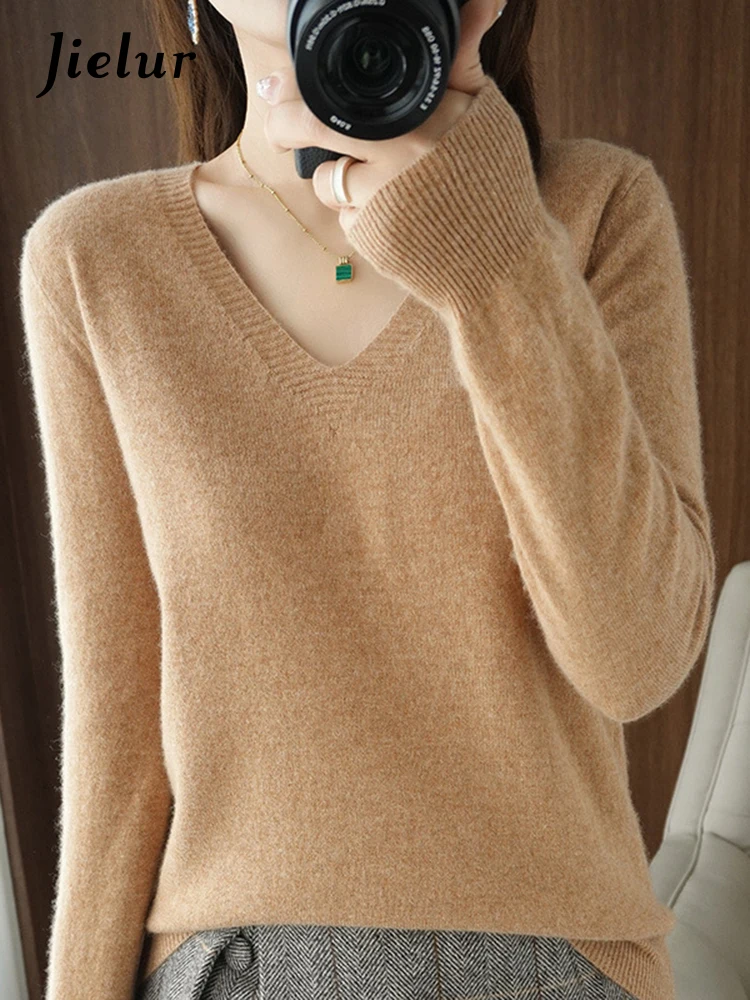 Jielur 2022 Autumn Winter Knitted Pullovers V-Neck Slim Fit Bottoming Shirt Solid Soft Knitwear Jumpers Basicwomen Sweaters
Jielur 2022 Autumn Winter Knitted Pullovers V-Neck Slim Fit Bottoming Shirt Solid Soft Knitwear Jumpers Basicwomen Sweaters