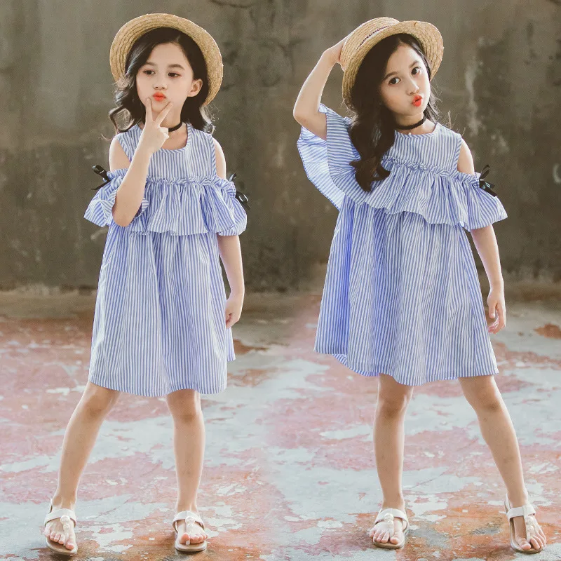 Summer Baby Girls Dress Fashion Kids Striped Off-The-Shoulder Ruffle Bow Princess Dresses/Hair Band 2-6 Years Old Child Clothing
Summer Baby Girls Dress Fashion Kids Striped Off-The-Shoulder Ruffle Bow Princess Dresses/Hair Band 2-6 Years Old Child Clothing
