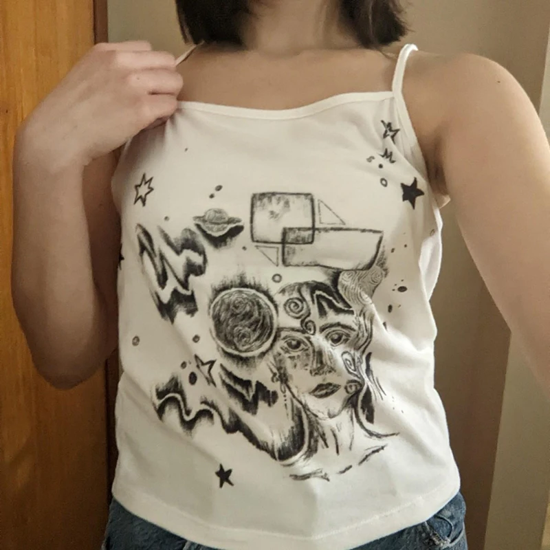 Aesthetic Corset Streetwear Y2k Tank Top Slim Harajuku Vintage Clothes Summer Grunge Graphic Print White Sleeveless Crop Top
Aesthetic Corset Streetwear Y2k Tank Top Slim Harajuku Vintage Clothes Summer Grunge Graphic Print White Sleeveless Crop Top