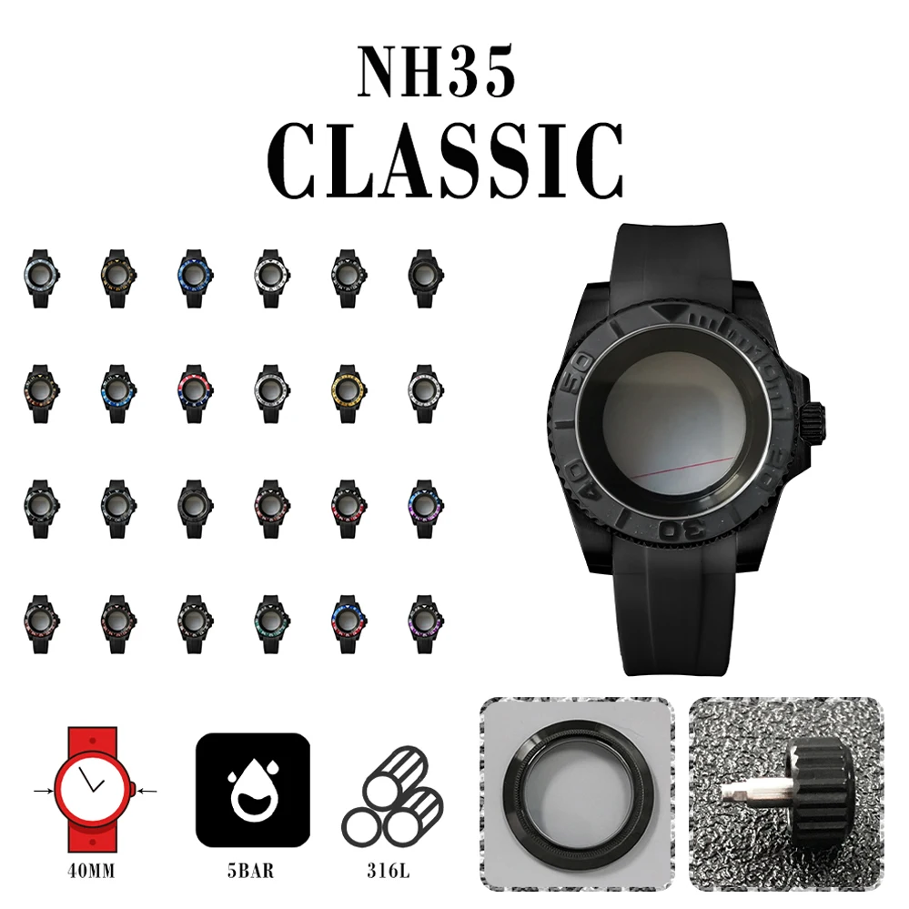 316L Stainless Steel SUB Electroplating Black Transparent Bottom Case + Strap Sapphire Flat Mirror Suitable for NH35/36 Movement
316L Stainless Steel SUB Electroplating Black Transparent Bottom Case + Strap Sapphire Flat Mirror Suitable for NH35/36 Movement