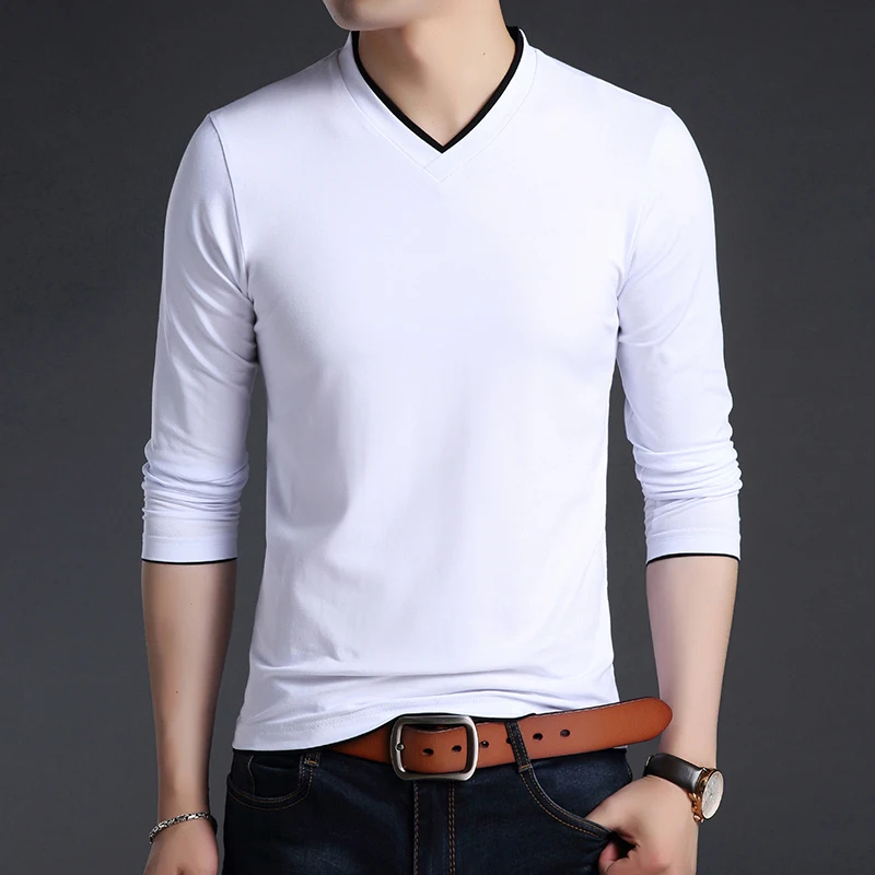 New T Shirts Men V Neck Fashion Street Wear Tops Trending Mercerized Cotton Korean Long Sleeve Tee Shirt Men's Clothing Brand
New T Shirts Men V Neck Fashion Street Wear Tops Trending Mercerized Cotton Korean Long Sleeve Tee Shirt Men's Clothing Brand