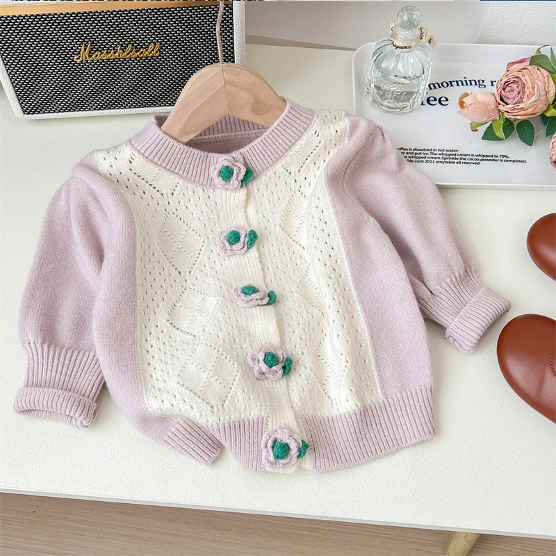 Korean Spring Autumn Cotton Cute Beautiful Flower Knitting Vintage Sweater Cardigan Outdoor Clothes For Children From 3 To 8
Korean Spring Autumn Cotton Cute Beautiful Flower Knitting Vintage Sweater Cardigan Outdoor Clothes For Children From 3 To 8